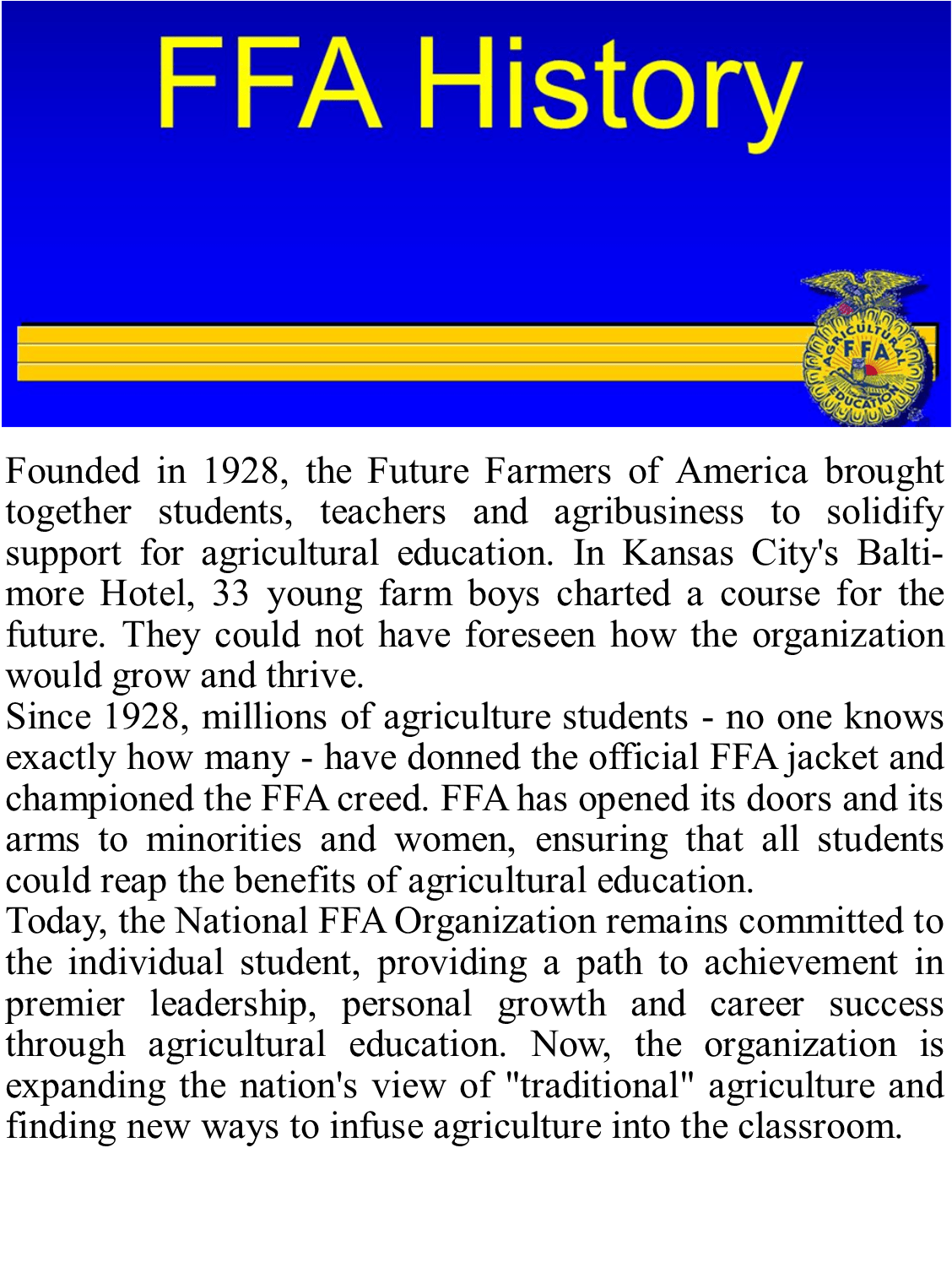 FFA PATOKA COMMUNITY UNIT SCHOOL DIST 100